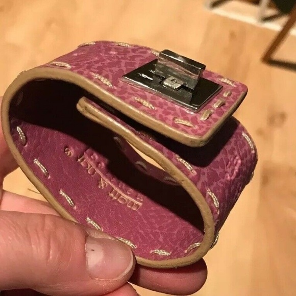 Pink Distressed Vegan Leather Wrap Cuff Bracelet - Picture 2 of 8